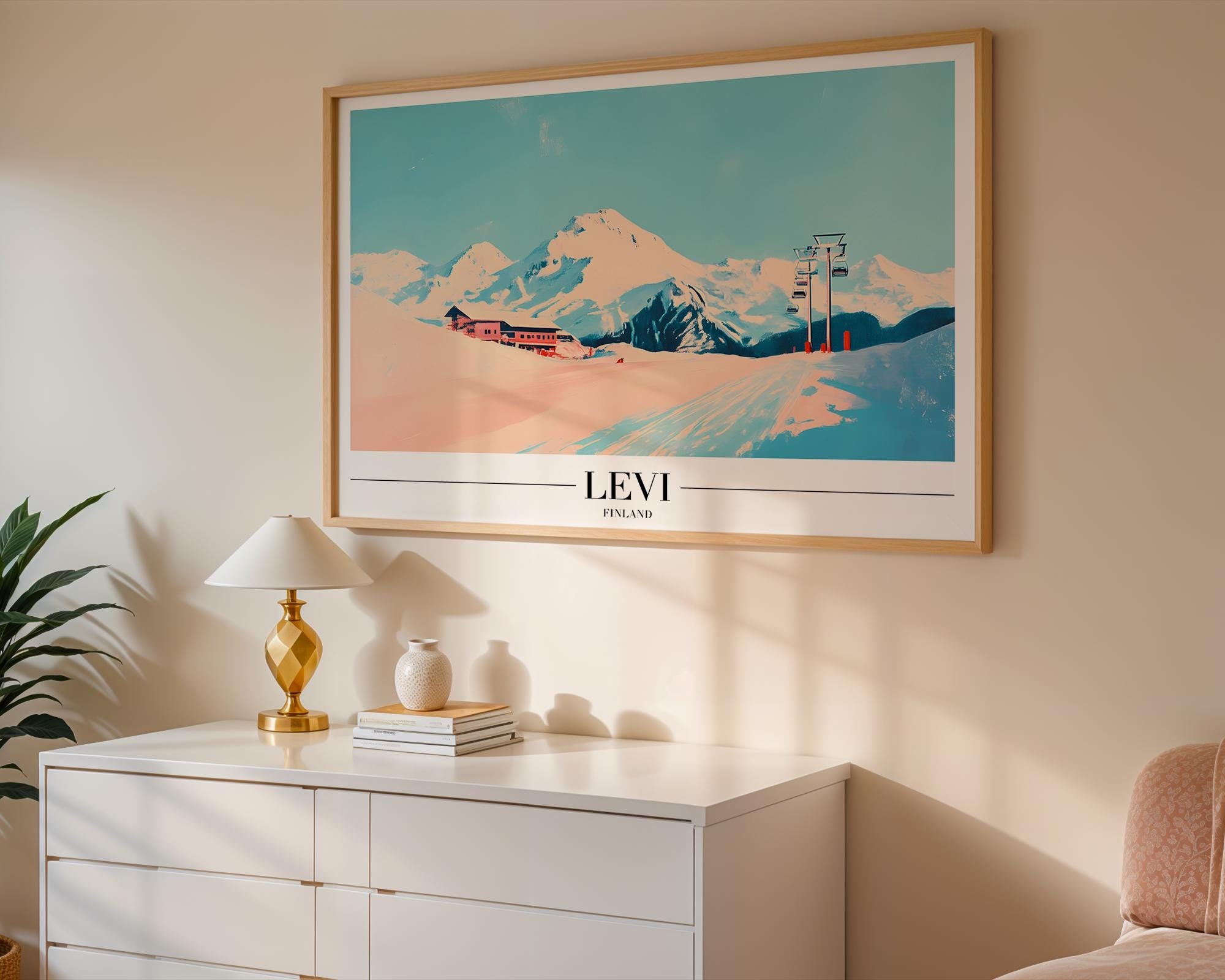 Levi Finland Ski Resort Poster | Nordic Winter Travel Print wall art print, modern home decor, unframed artwork by Nomad & Nest