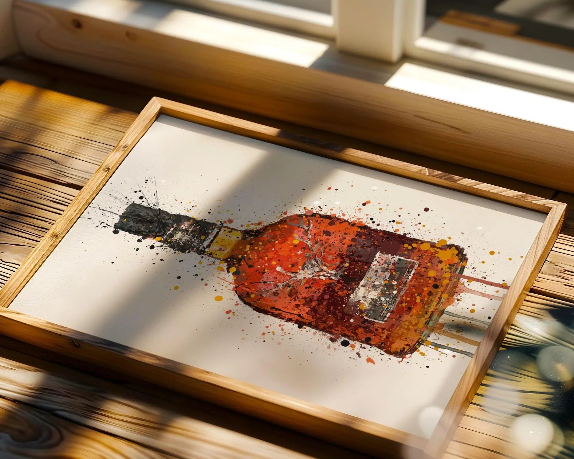 Stag Whiskey Bottle Art Print, Scotch Bourbon Splatter, Bar Decor wall art print, modern home decor, unframed artwork by Nomad & Nest