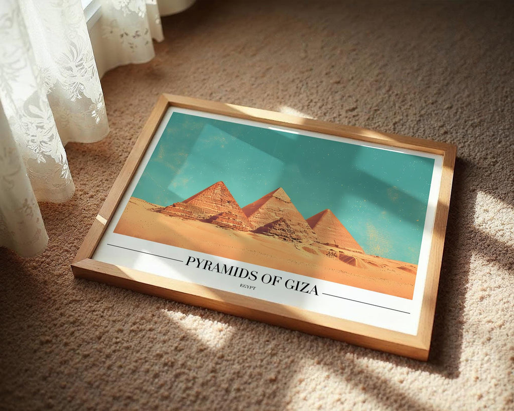 Pyramids of Giza Print | Ancient Egypt Travel Poster wall art print, modern home decor, unframed artwork by Nomad & Nest