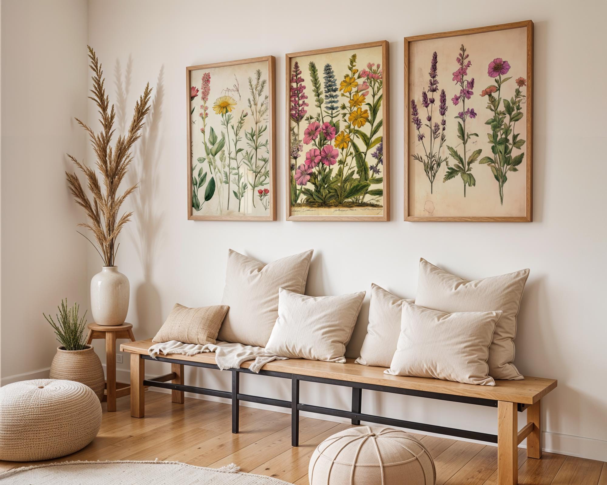 Wildflower Botanical Prints Set | Vintage Rustic Wall Art wall art print, modern home decor, unframed artwork by Nomad & Nest