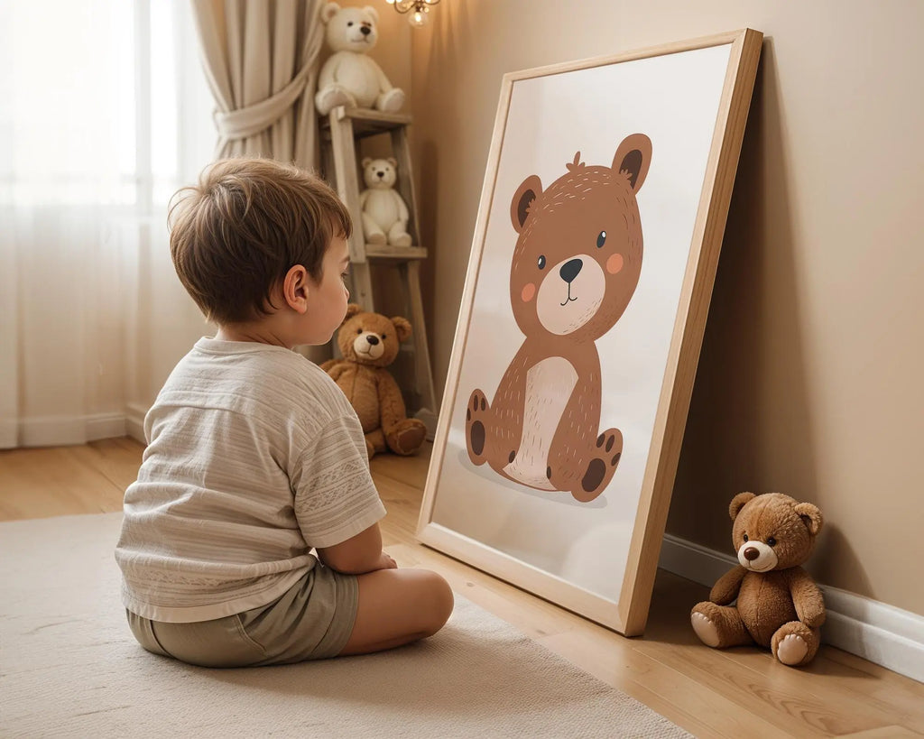 Playroom Ideas | Cute Bear Nursery Wall Art | Woodland Animal Kids Decor wall art print, modern home decor, unframed artwork by Nomad & Nest