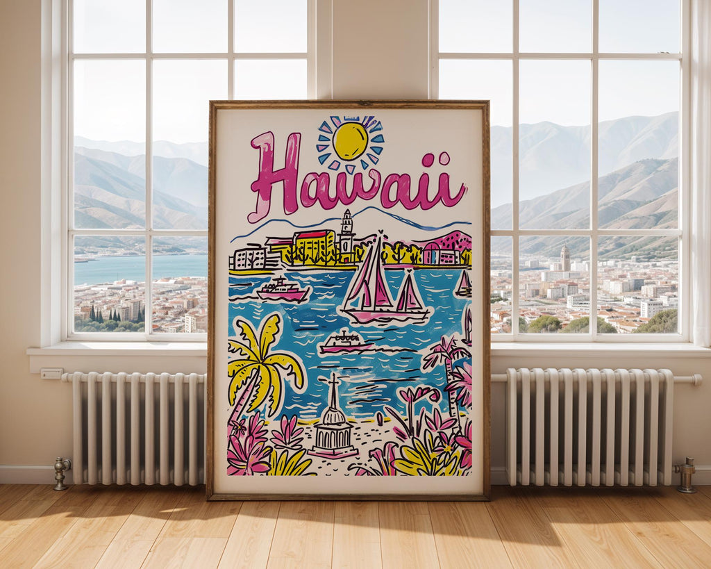 Hawaii Travel Poster | Colorful Island Art Print wall art print, modern home decor, unframed artwork by Nomad & Nest