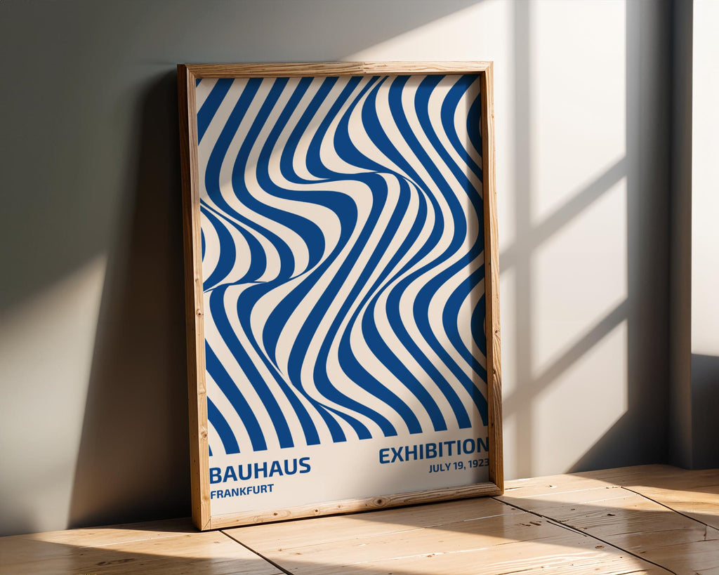 Bauhaus Poster Exhibition Art Print | Blue Wavy Geometric wall art print, modern home decor, unframed artwork by Nomad & Nest