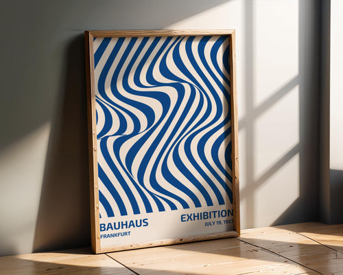 Bauhaus Poster Exhibition Art Print | Blue Wavy Geometric wall art print, modern home decor, unframed artwork by Nomad & Nest