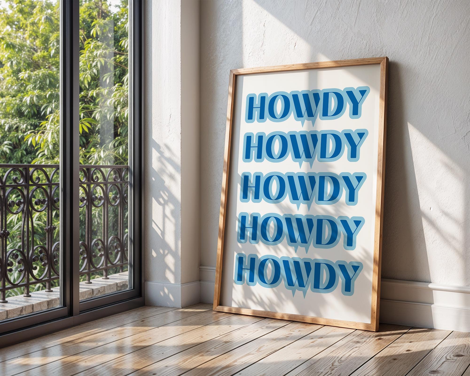 Howdy Typography Print | Blue Western Art, Pop Art Poster wall art print, modern home decor, unframed artwork by Nomad & Nest