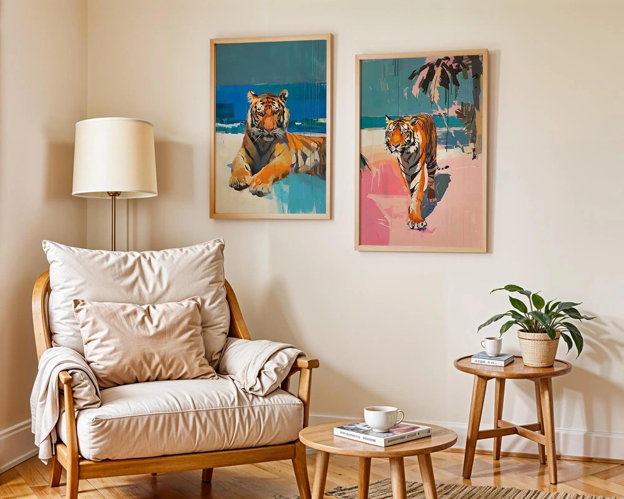Colourful Prints | Tiger Beach Art Print Set – Modern Tropical Wall Decor wall art print, modern home decor, unframed artwork by Nomad & Nest