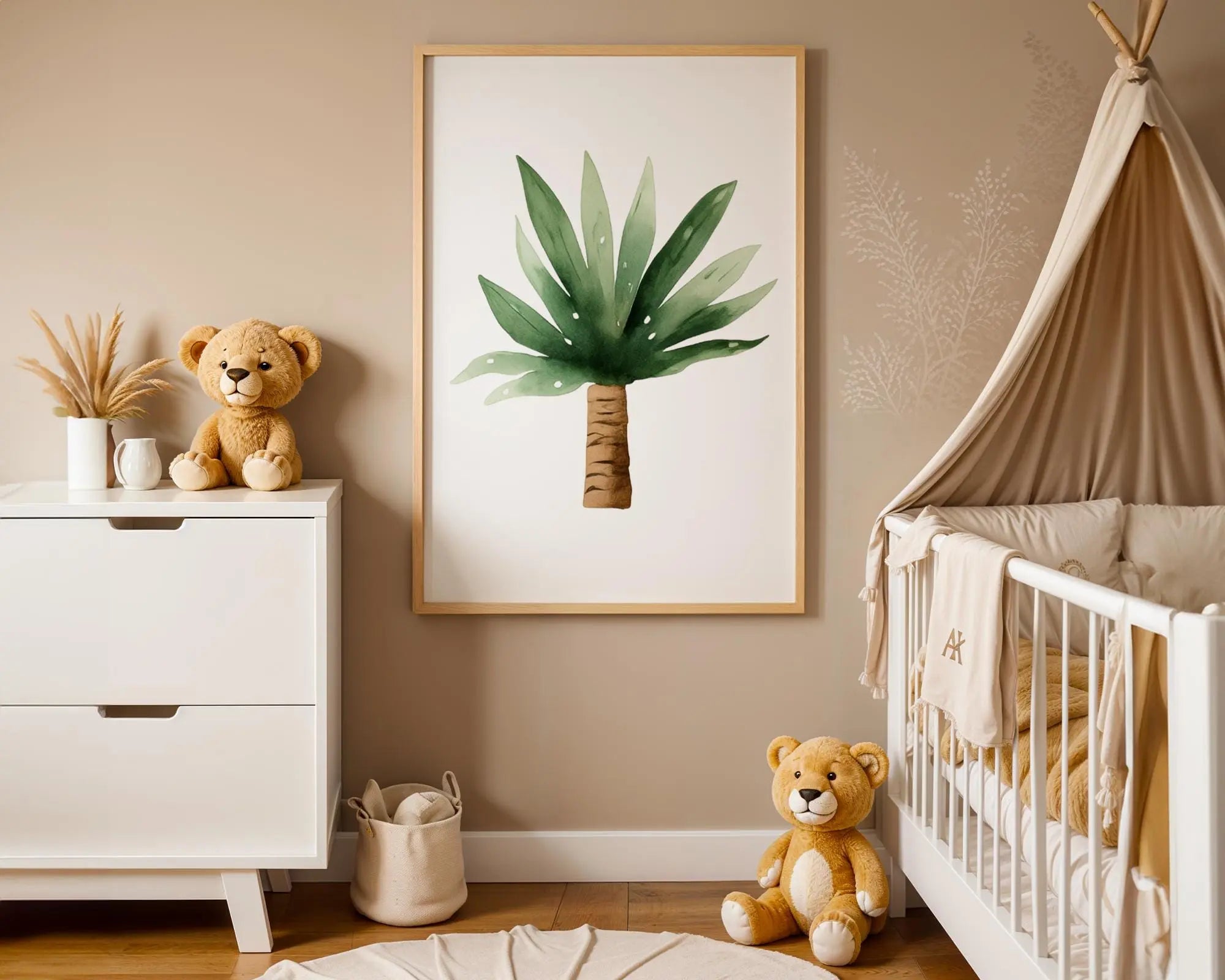 Playroom Ideas | Watercolour Palm Tree Nursery Wall Art Tropical Jungle Print wall art print, modern home decor, unframed artwork by Nomad & Nest