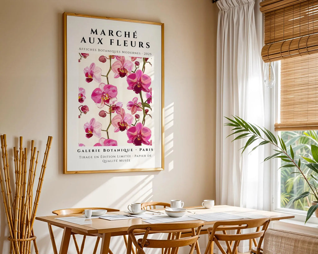 Pink Orchid Botanical Art Print | Marché aux Fleurs Poster wall art print, modern home decor, unframed artwork by Nomad & Nest
