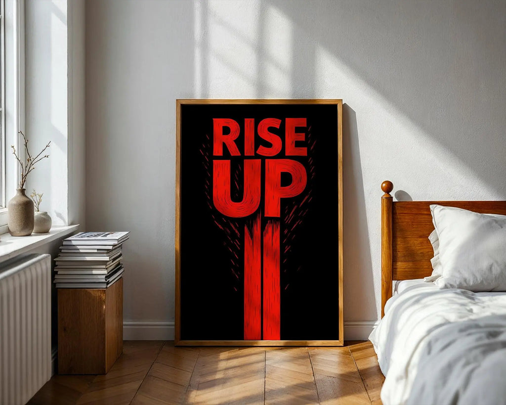 Rise Up Typography Print | Bold Red Black Wall Art wall art print, modern home decor, unframed artwork by Nomad & Nest