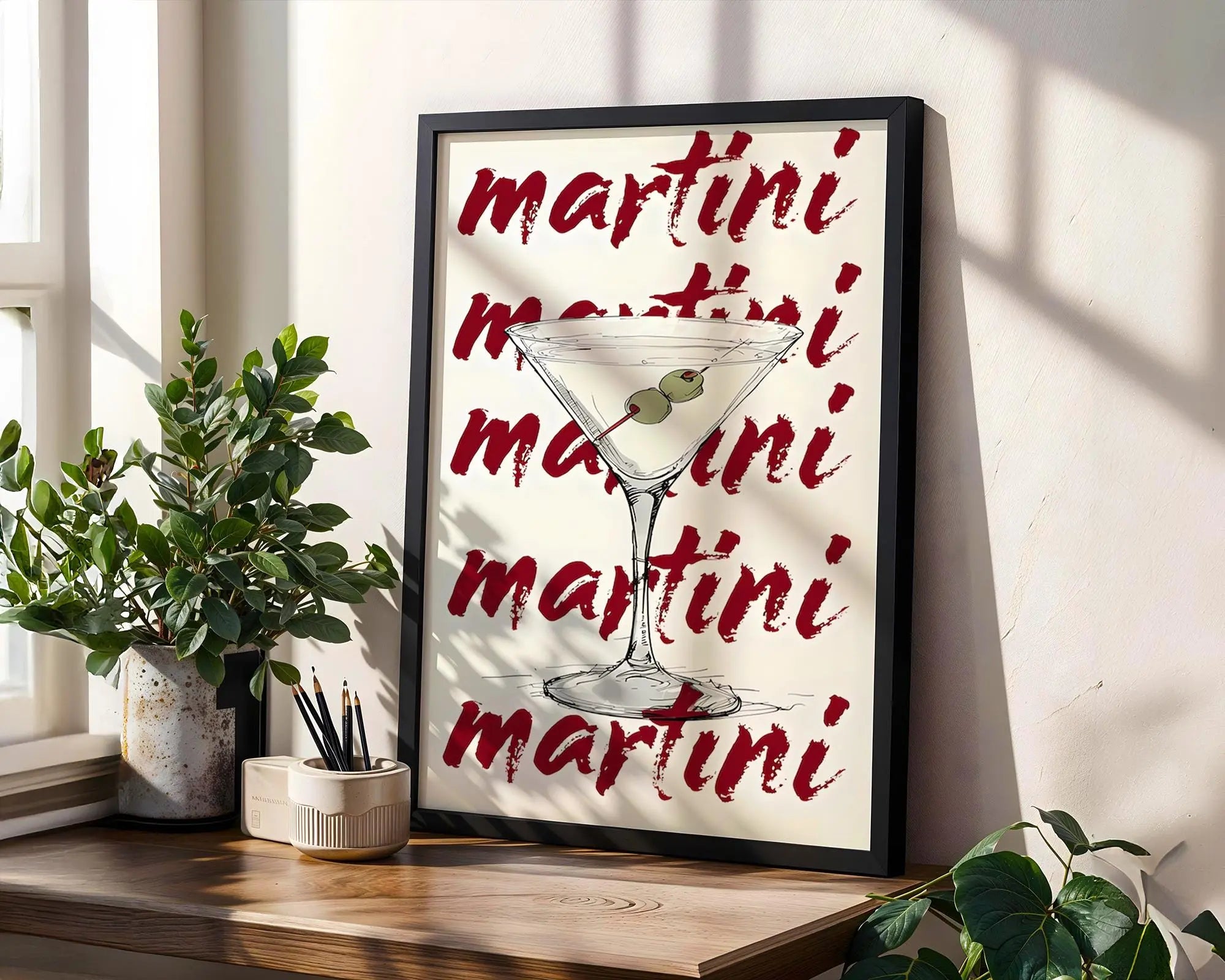 Martini Cocktail Print – Bold Typography Bar Cart Art wall art print, modern home decor, unframed artwork by Nomad & Nest