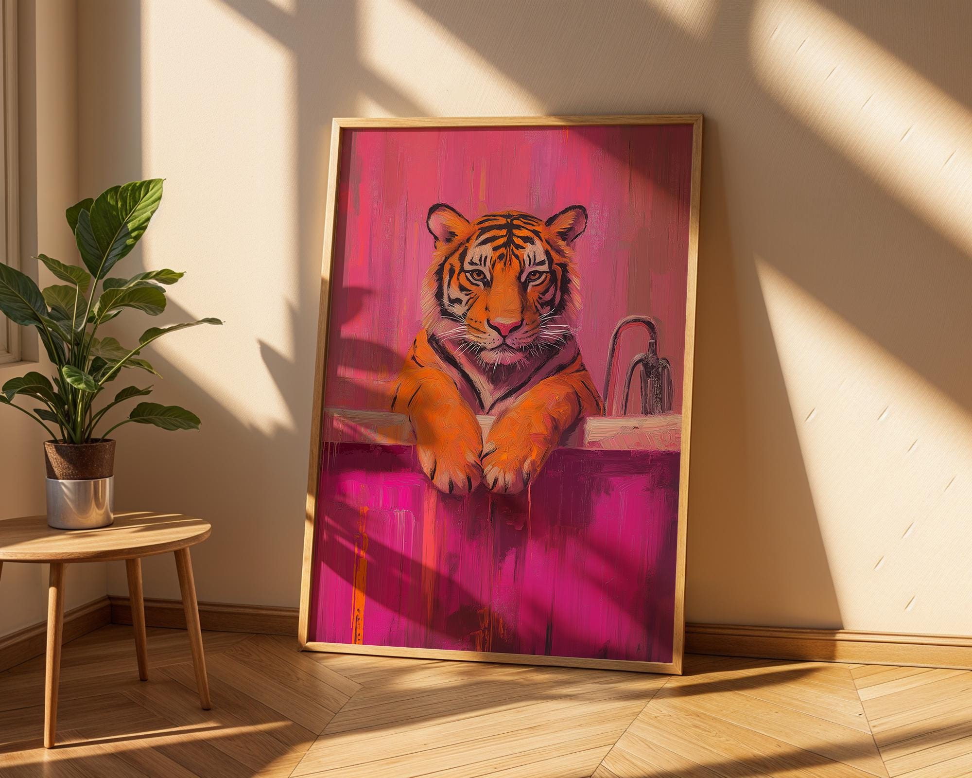Tiger in Bathtub Print | Modern Maximalist Bathroom Wall Art wall art print, modern home decor, unframed artwork by Nomad & Nest