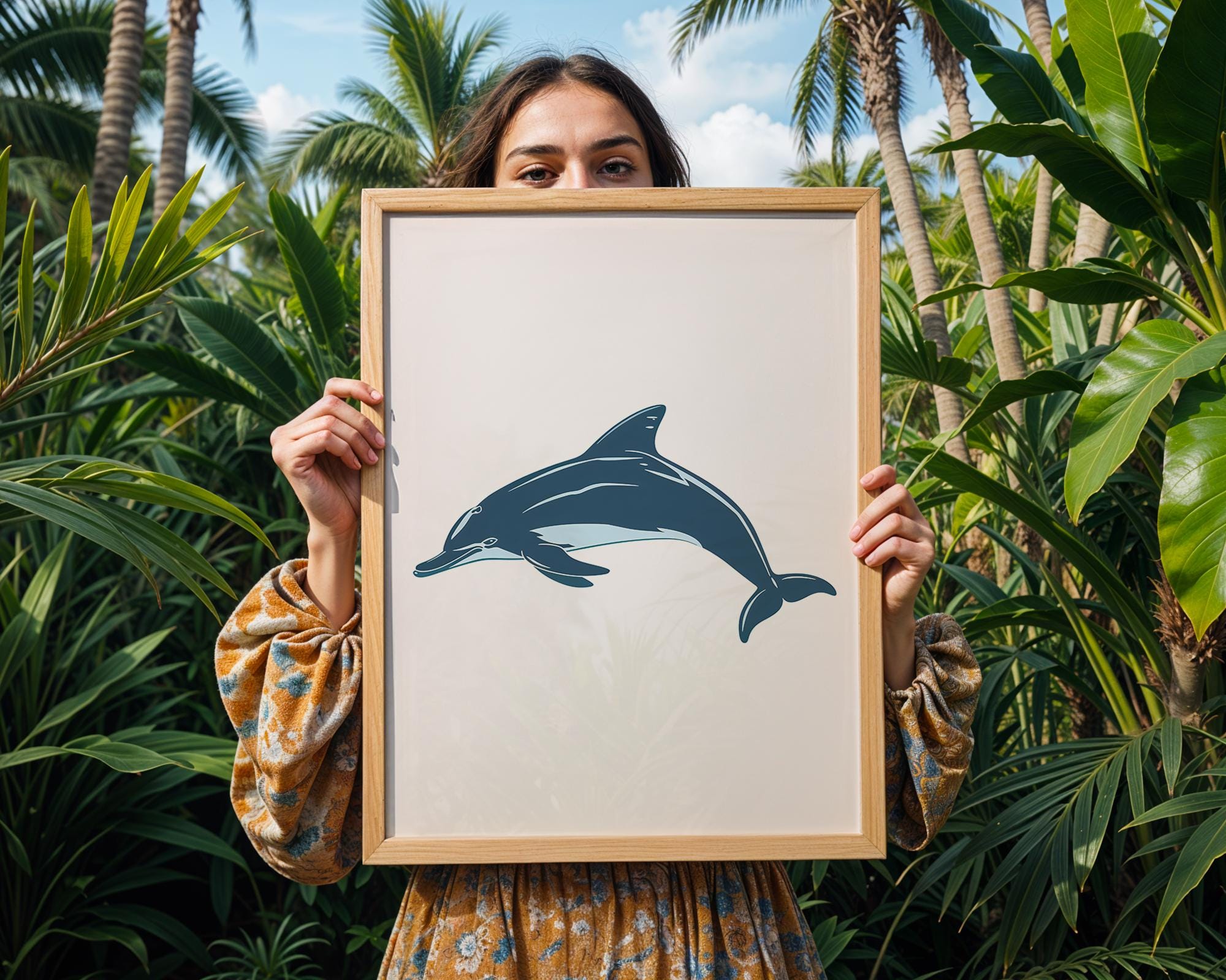 Blue Dolphin Print, Ocean Animal Illustration, Coastal Decor wall art print, modern home decor, unframed artwork by Nomad & Nest