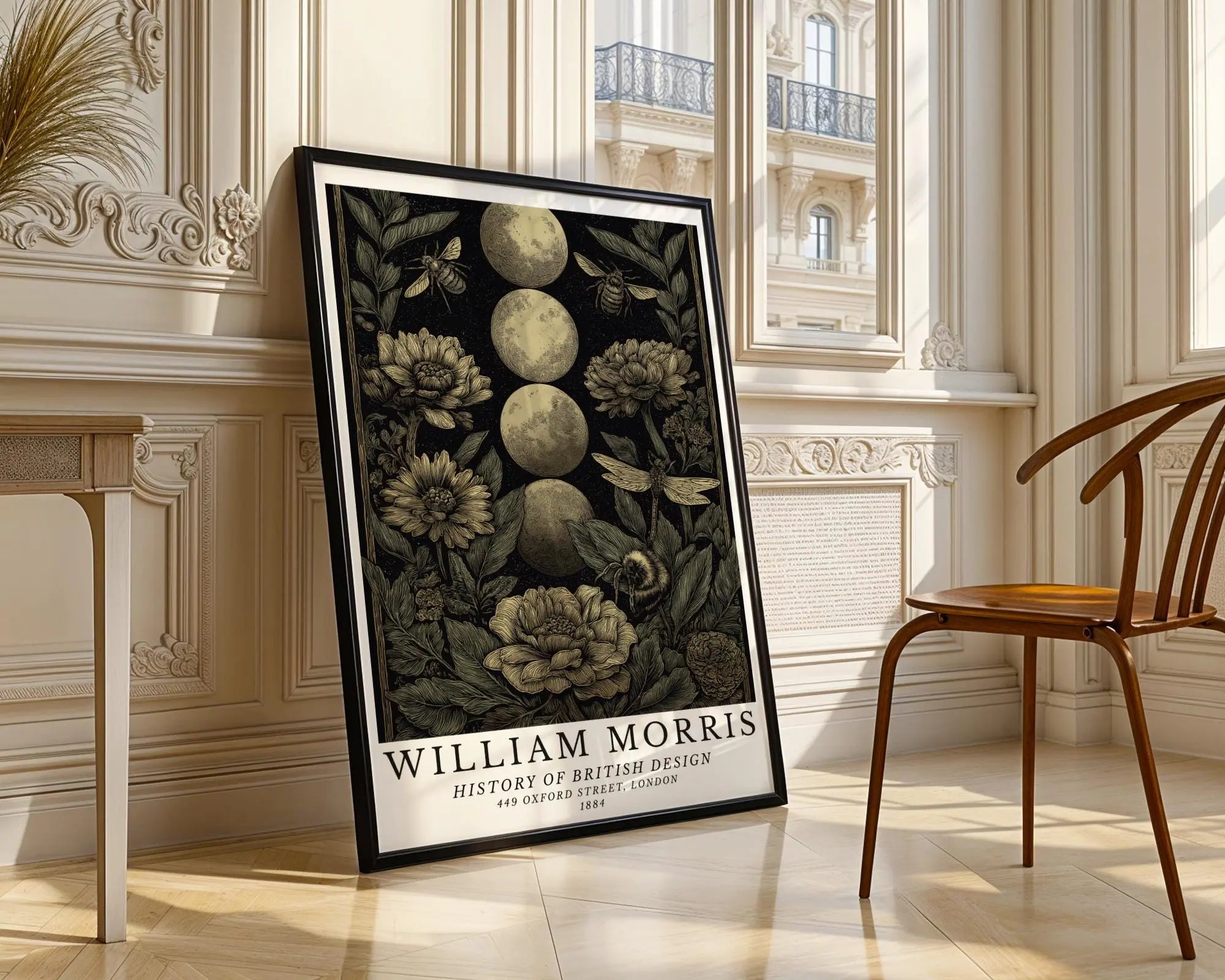 William Morris Print Moon Phase Botanical Art  | Arts & Crafts Poster wall art print, modern home decor, unframed artwork by Nomad & Nest