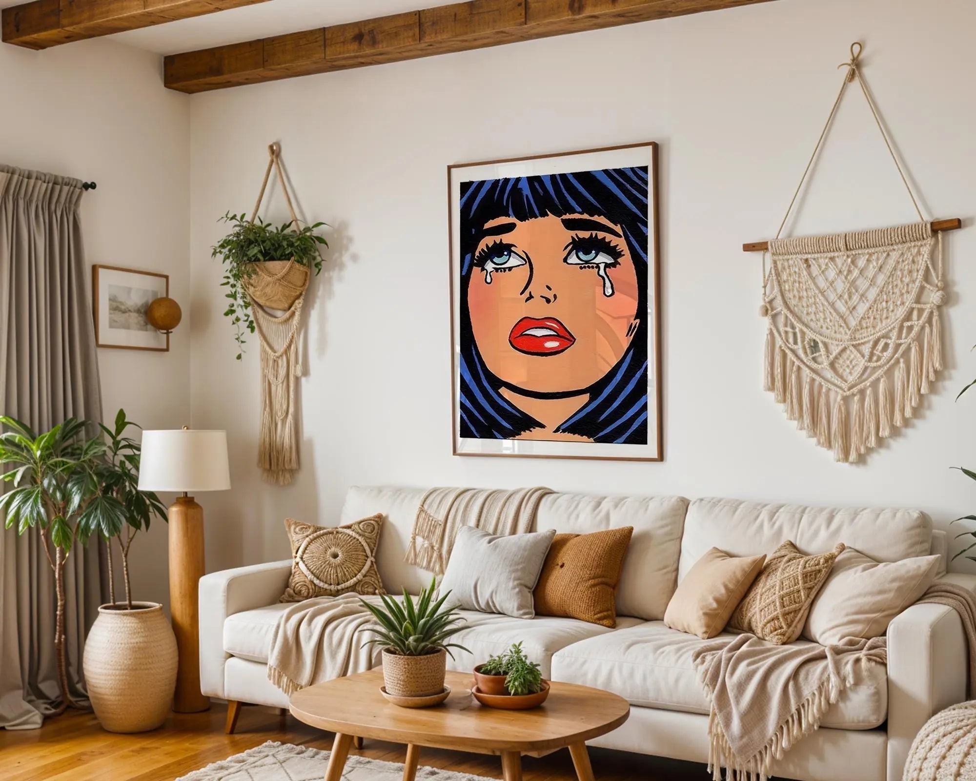 Modern Pop Art | Crying Girl  Print | Retro Comic Illustration wall art print, modern home decor, unframed artwork by Nomad & Nest