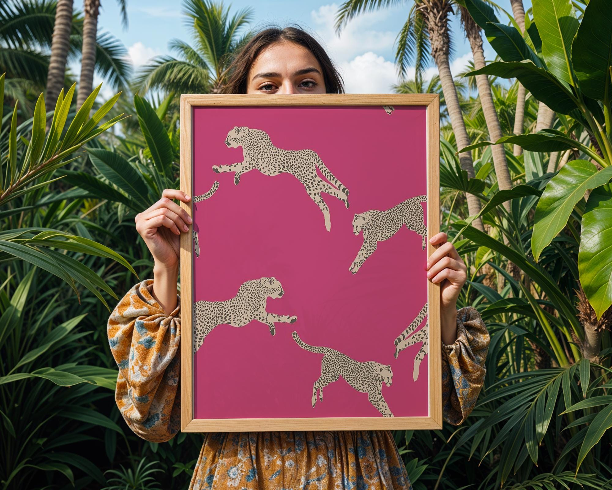 Pink Cheetah Print | Modern Animal Illustration, Safari Decor wall art print, modern home decor, unframed artwork by Nomad & Nest