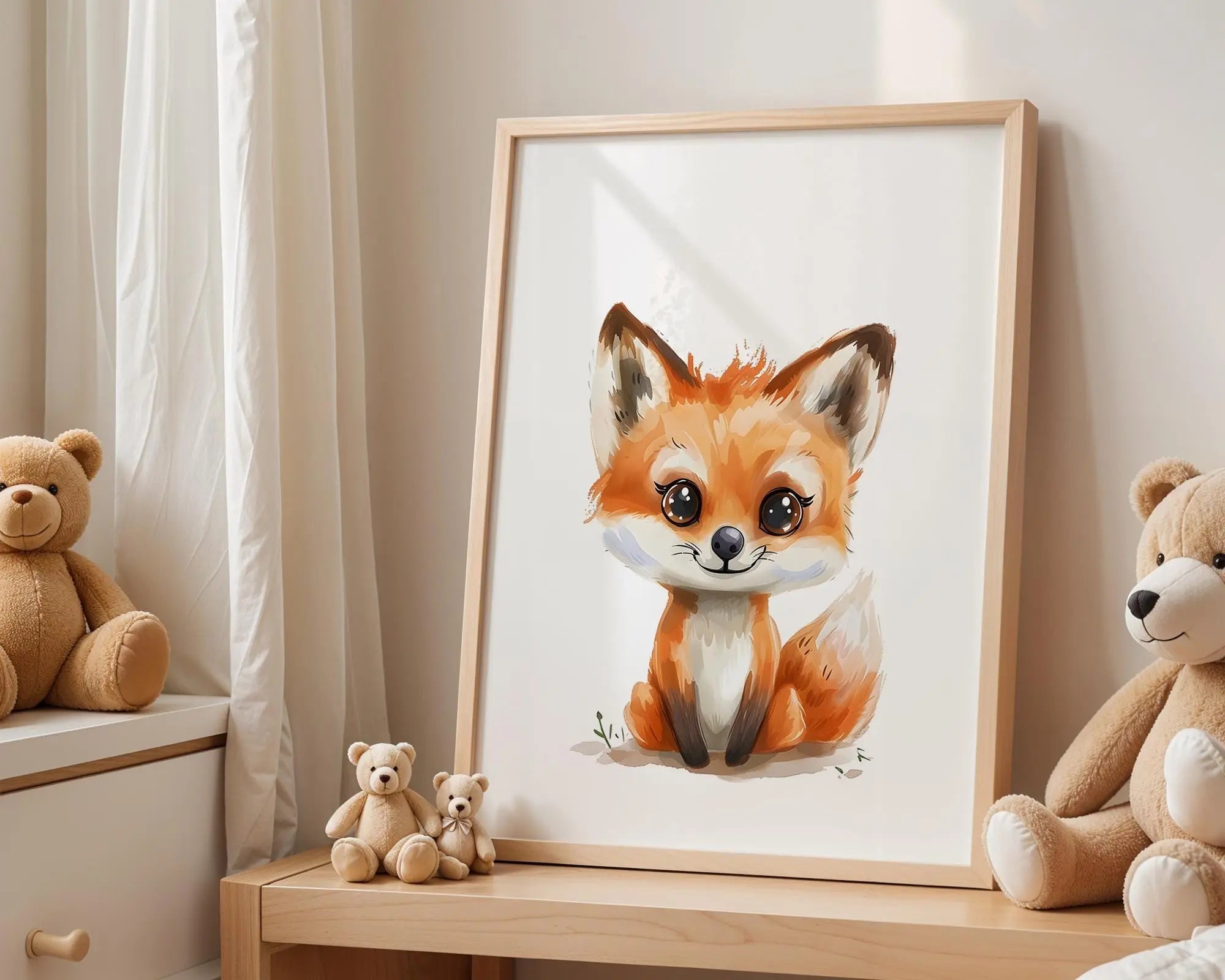 Playroom Ideas | Fox Nursery Wall Art | Watercolour Woodland Animal Print wall art print, modern home decor, unframed artwork by Nomad & Nest
