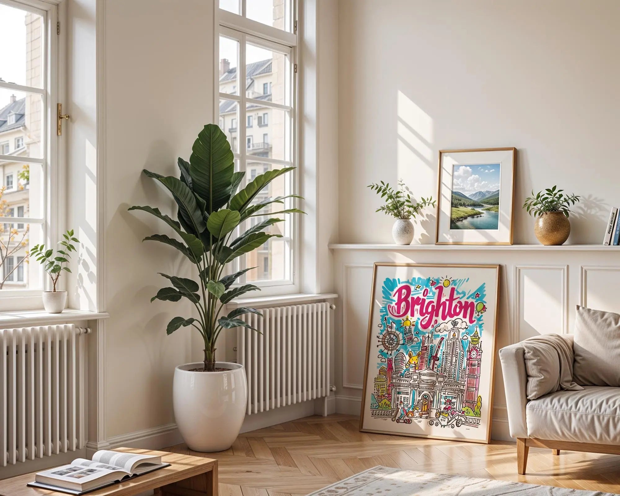Brighton England Travel Poster | Quirky UK Seaside Art Print wall art print, modern home decor, unframed artwork by Nomad & Nest
