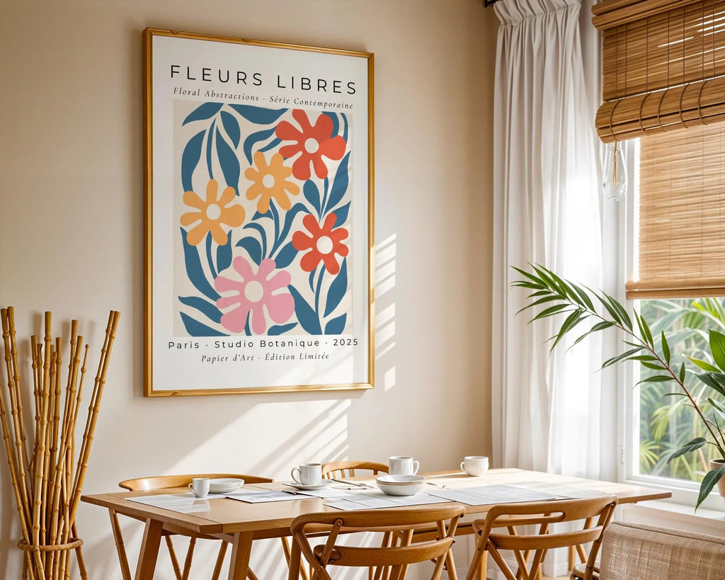 Retro Floral Art Print | Vibrant Botanical Poster wall art print, modern home decor, unframed artwork by Nomad & Nest