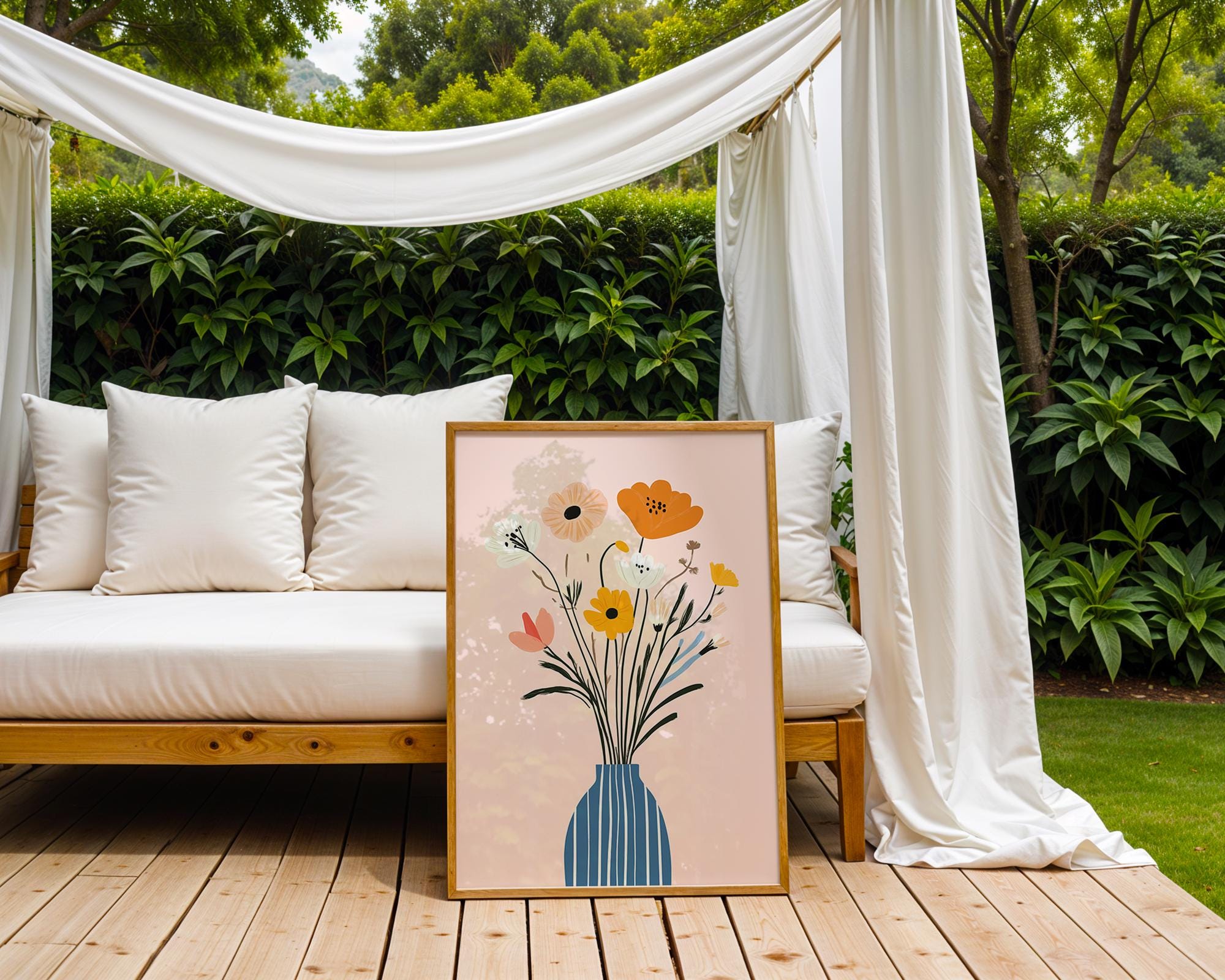 Abstract Floral Bouquet Print | Mid-Century Modern Vase Art wall art print, modern home decor, unframed artwork by Nomad & Nest