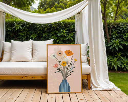 Abstract Floral Bouquet Print | Mid-Century Modern Vase Art wall art print, modern home decor, unframed artwork by Nomad & Nest