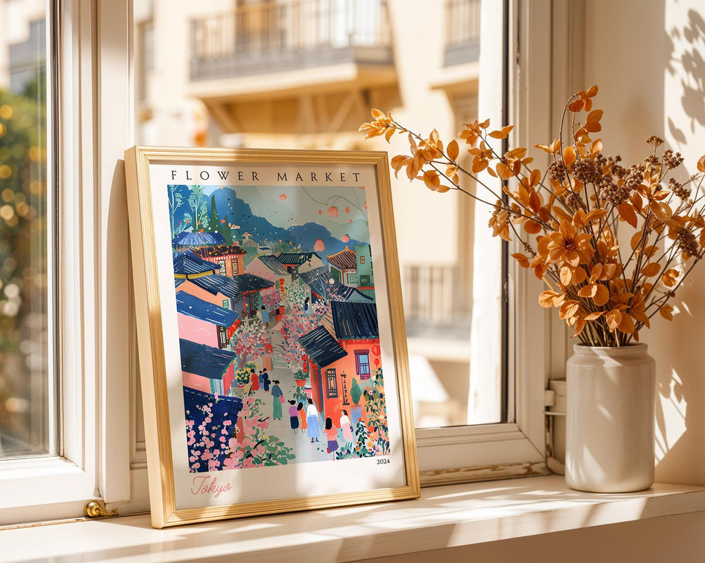 Tokyo Flower Market Print | Vintage Japanese Cherry Blossom Wall Art wall art print, modern home decor, unframed artwork by Nomad & Nest