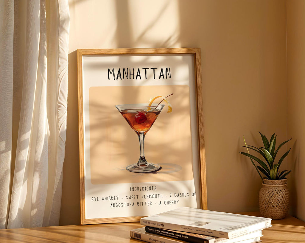 Manhattan Cocktail Art Print | Minimalist Bar Cart Decor wall art print, modern home decor, unframed artwork by Nomad & Nest