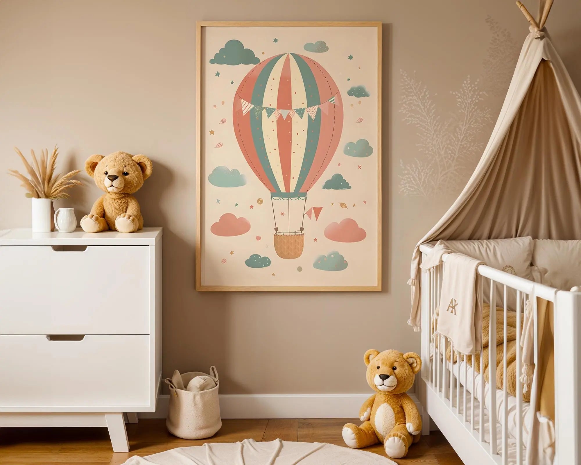 Playroom Ideas | Hot Air Balloon Nursery Art | Vintage Sky Wall Print wall art print, modern home decor, unframed artwork by Nomad & Nest
