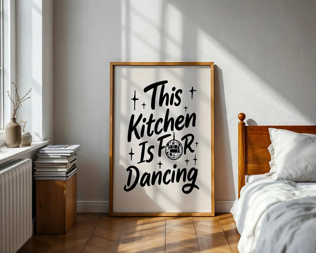 Kitchen Dancing Quote Art Print | Playful Typography Decor wall art print, modern home decor, unframed artwork by Nomad & Nest