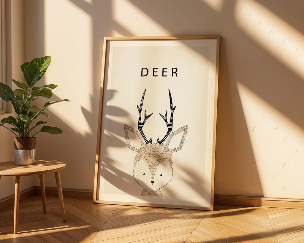 Deer Nursery Art Print | Minimalist Scandinavian Style Animal Poster wall art print, modern home decor, unframed artwork by Nomad & Nest