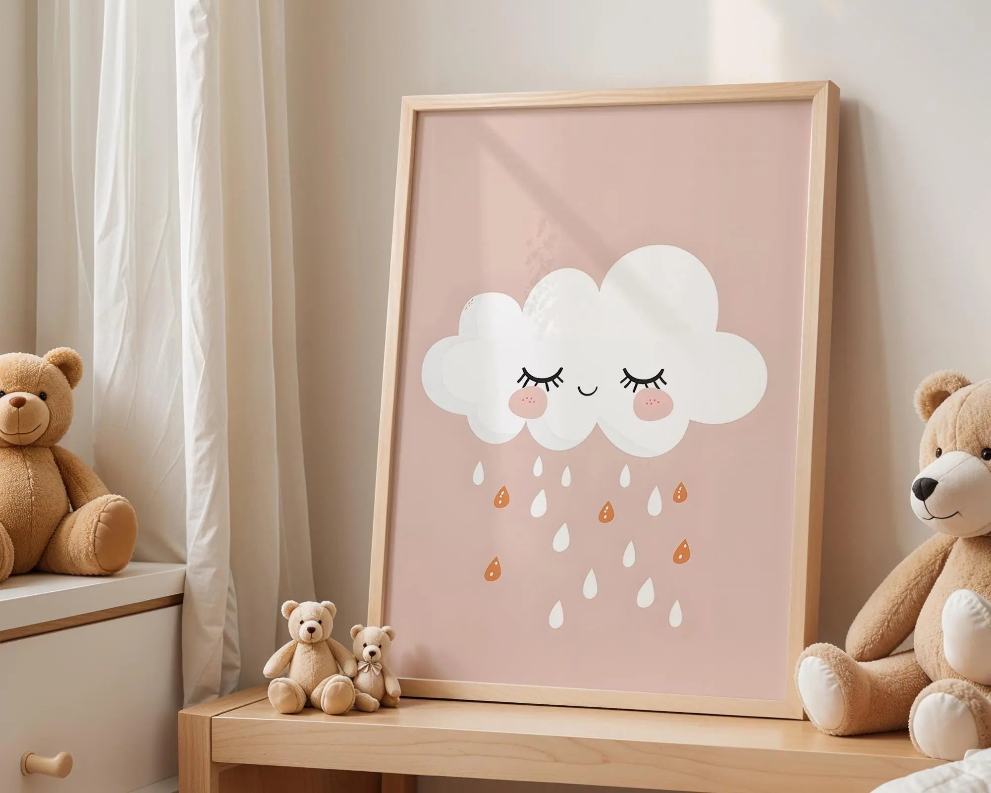 Playroom Ideas | Sleepy Cloud Nursery Wall Art | Neutral Boho Rain Print wall art print, modern home decor, unframed artwork by Nomad & Nest
