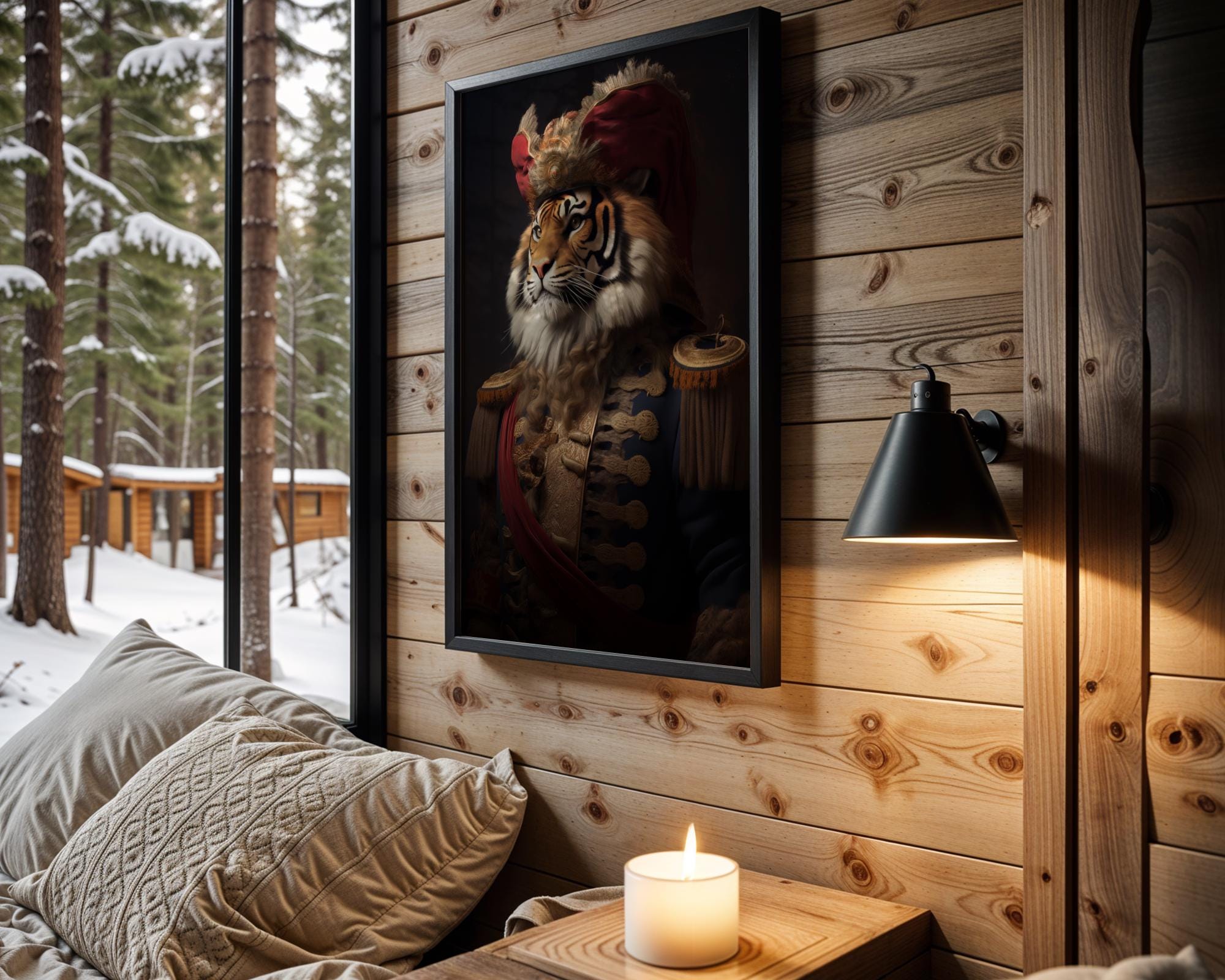 Regal Tiger Portrait – Golden Embroidered Coat, Animal Wall Art wall art print, modern home decor, unframed artwork by Nomad & Nest