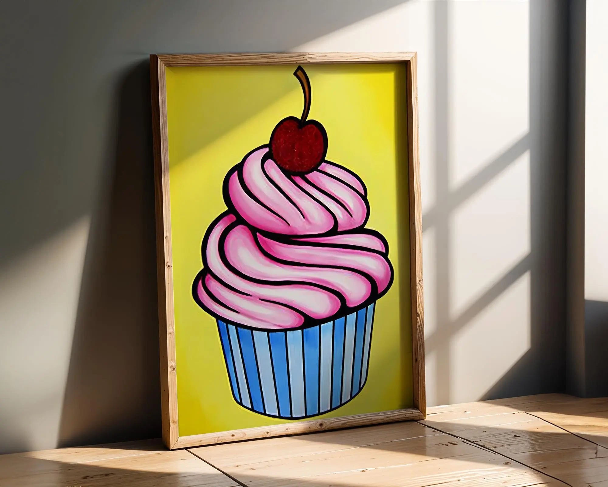 Modern Pop Art | Cupcake Print | Retro Kitchen Dessert Illustration wall art print, modern home decor, unframed artwork by Nomad & Nest