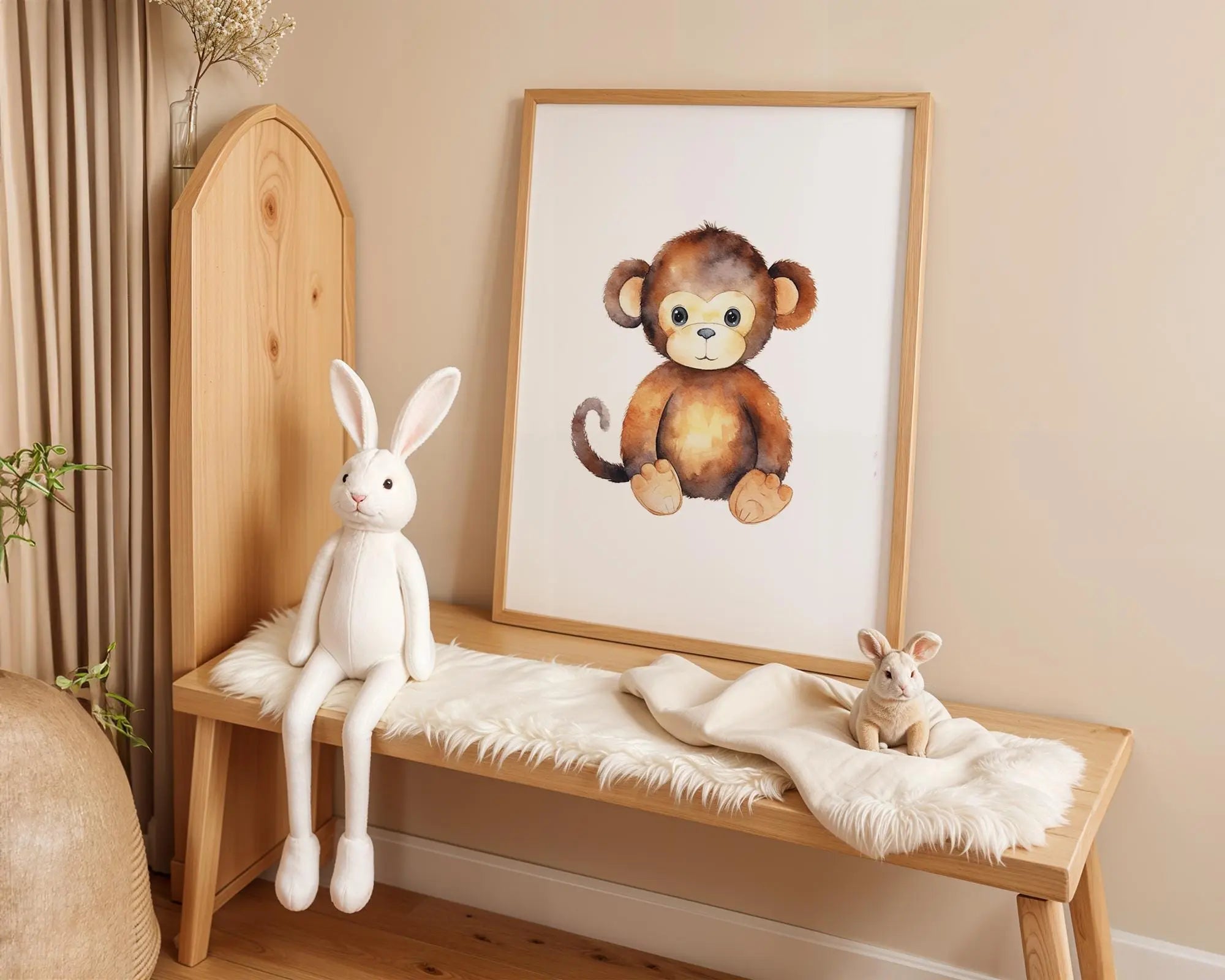 Playroom Ideas | Baby Monkey Nursery Wall Art | Jungle Animal Baby Print wall art print, modern home decor, unframed artwork by Nomad & Nest