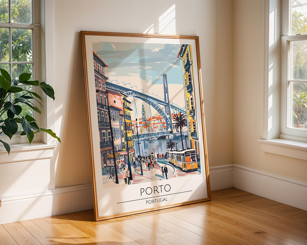 Porto Portugal Travel Poster | Douro River Print wall art print, modern home decor, unframed artwork by Nomad & Nest