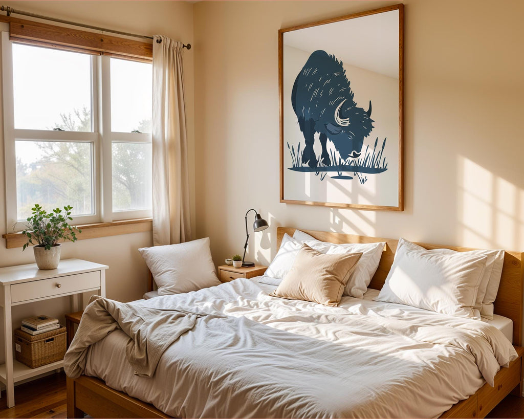 Minimalist Bison Print | Modern Wildlife Art, Western Decor wall art print, modern home decor, unframed artwork by Nomad & Nest