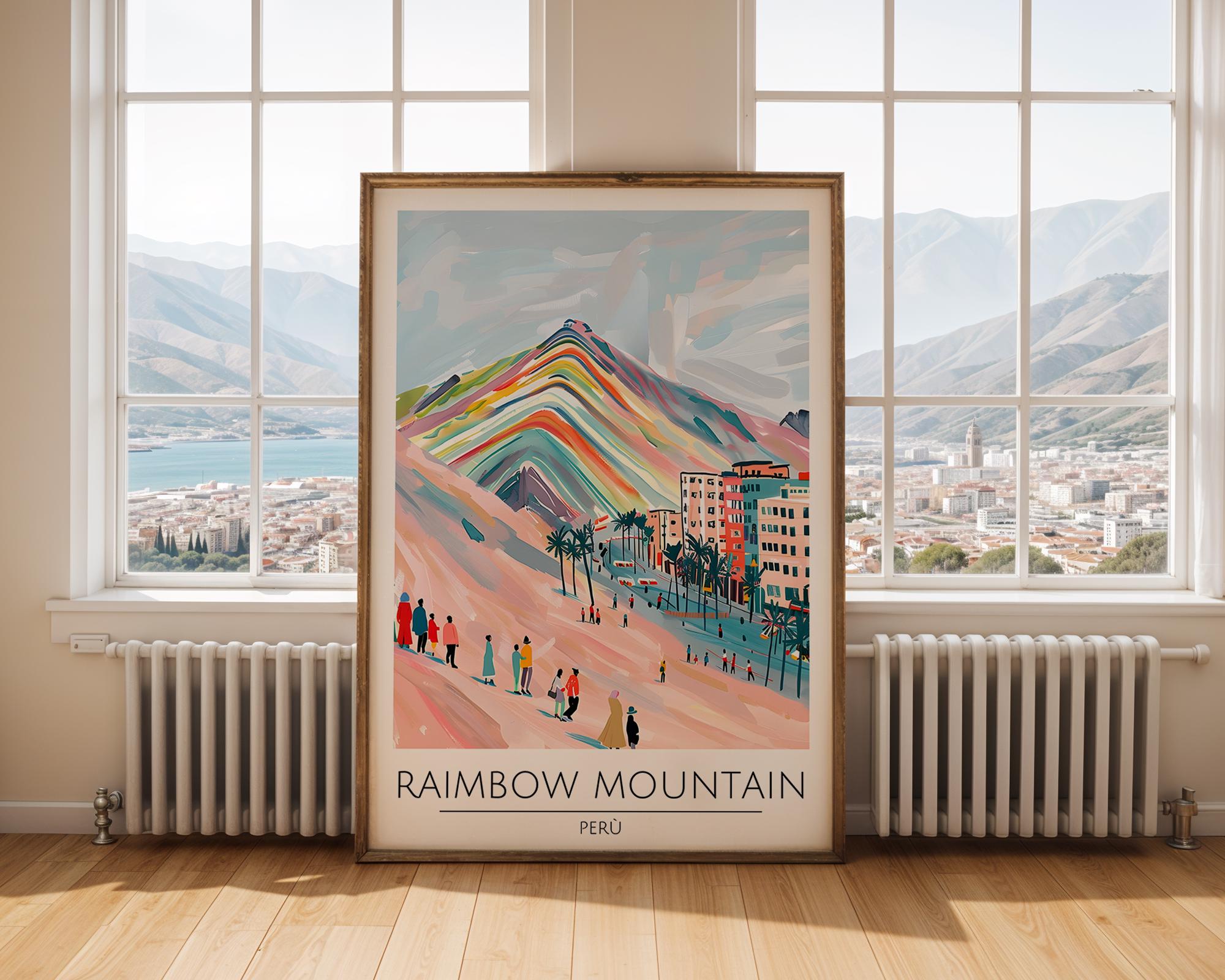 Rainbow Mountain Peru Art Print | Colorful Andes Travel Poster wall art print, modern home decor, unframed artwork by Nomad & Nest