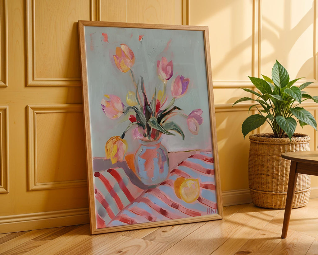 Modern Tulip Art Print | Colorful Botanical Painting wall art print, modern home decor, unframed artwork by Nomad & Nest