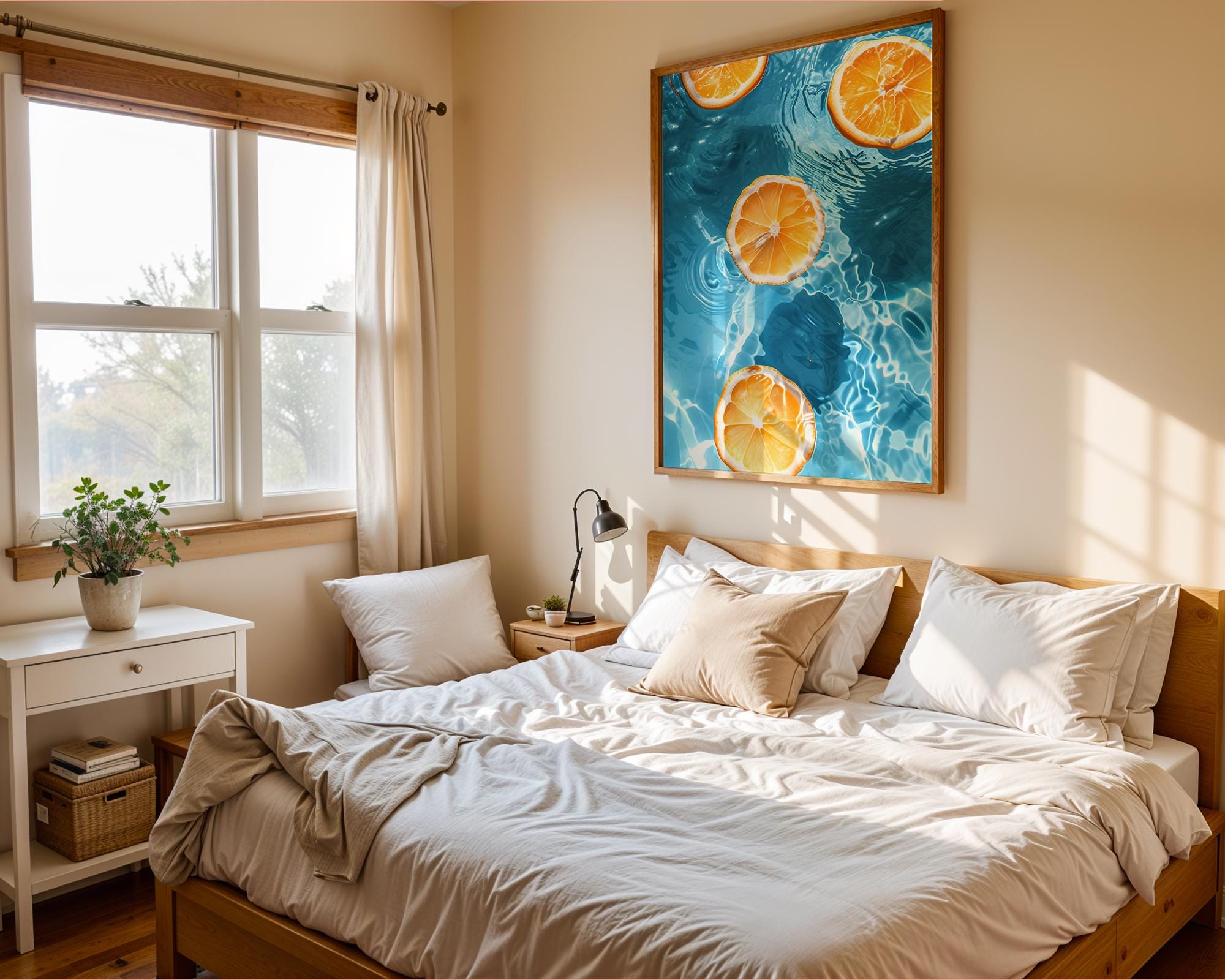 Colourful Prints | Citrus Pool Art Print | Summer Orange Slice Poster wall art print, modern home decor, unframed artwork by Nomad & Nest