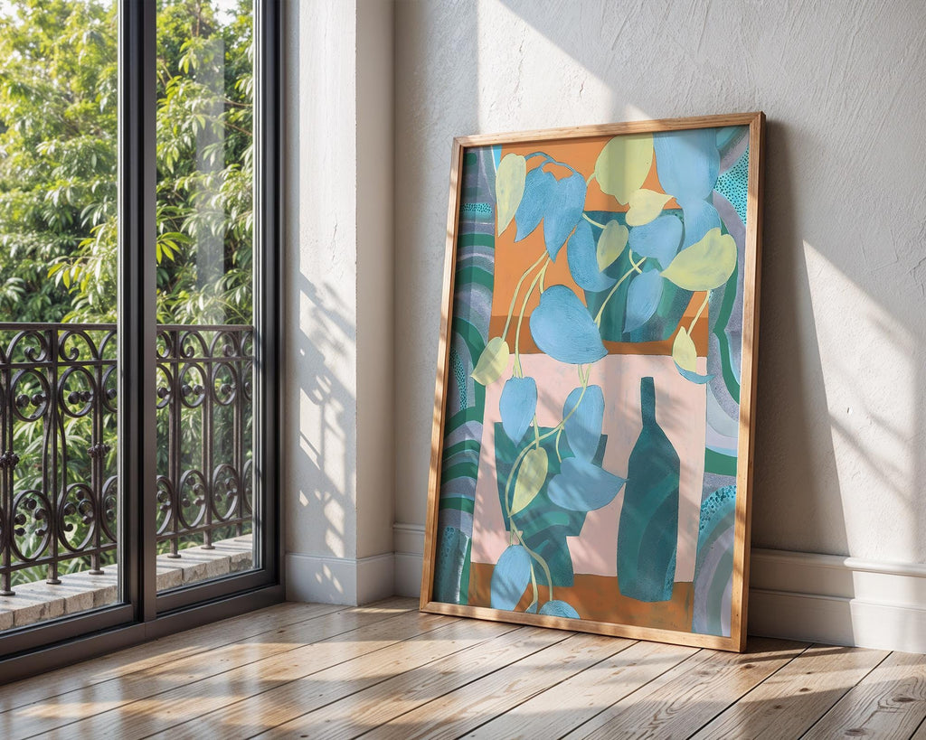Blue Leaf Botanical Print | Modern Still Life Wall Art wall art print, modern home decor, unframed artwork by Nomad & Nest