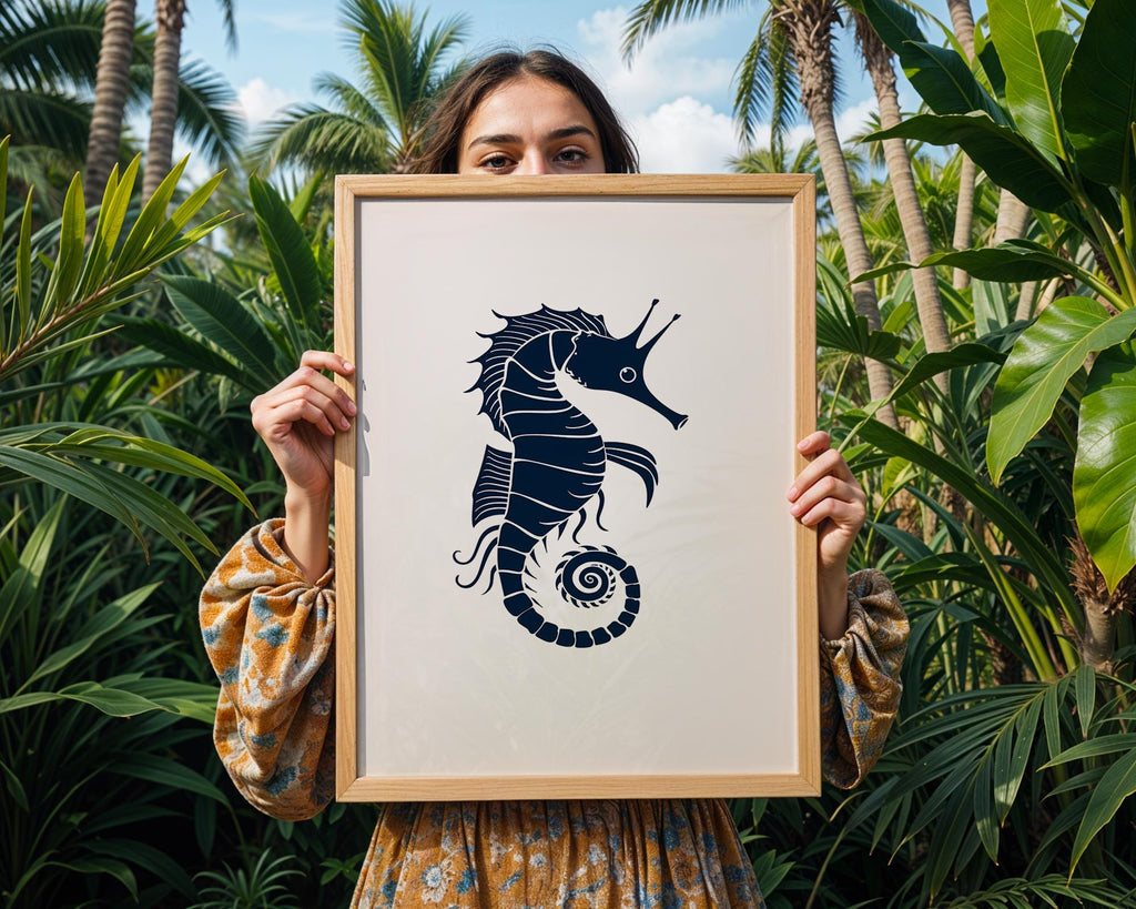 Seahorse Wall Art Print | Modern Marine Decor wall art print, modern home decor, unframed artwork by Nomad & Nest
