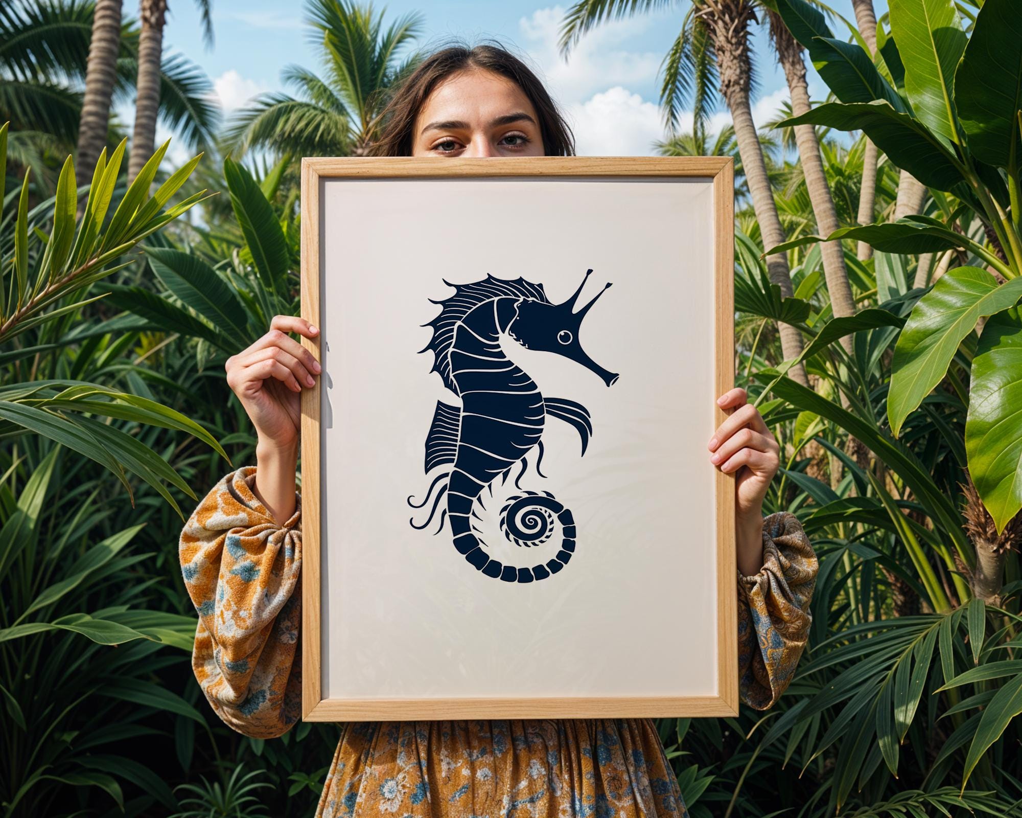 Seahorse Wall Art Print | Modern Marine Decor wall art print, modern home decor, unframed artwork by Nomad & Nest