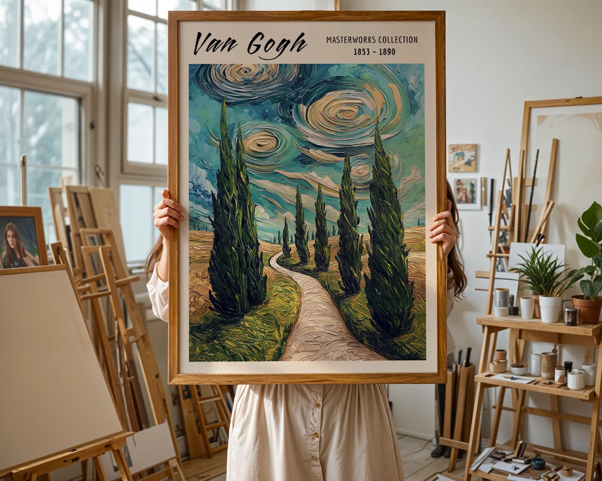 Van Gogh Print | Cypress Trees  | Impressionist Landscape Art wall art print, modern home decor, unframed artwork by Nomad & Nest