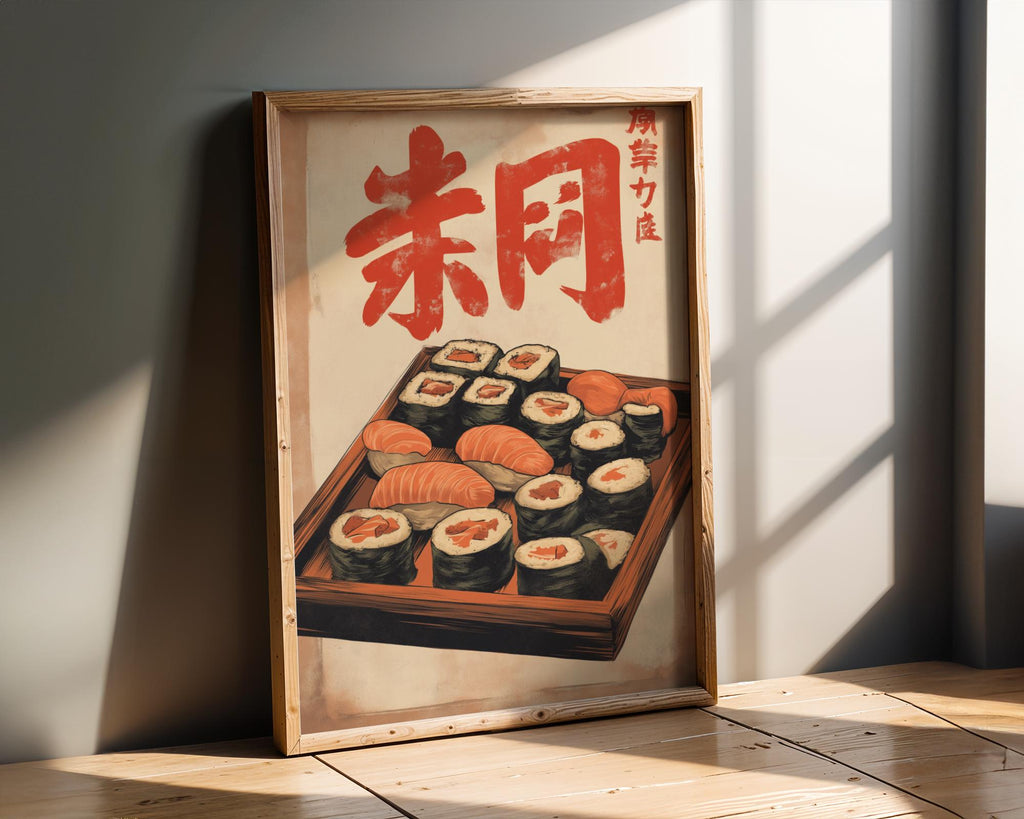 Japanese Poster | Vintage Sushi Print - Retro  Food wall art print, modern home decor, unframed artwork by Nomad & Nest
