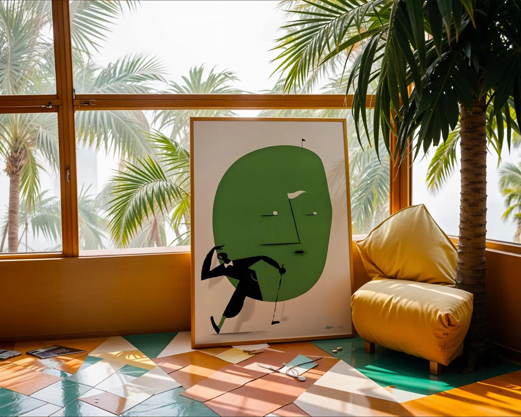 Modern Golf Art Print | Abstract Golfer Illustration wall art print, modern home decor, unframed artwork by Nomad & Nest