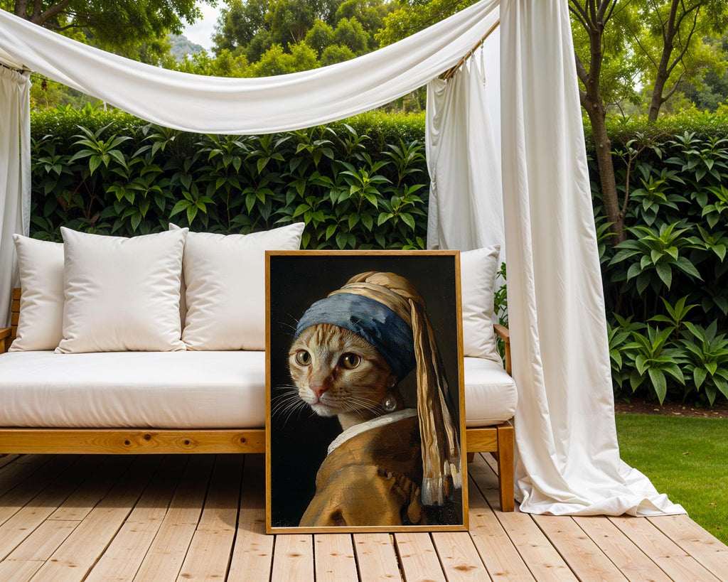 Cat Art Print | Girl with Pearl Earring Parody, Tabby Cat Wall Decor wall art print, modern home decor, unframed artwork by Nomad & Nest