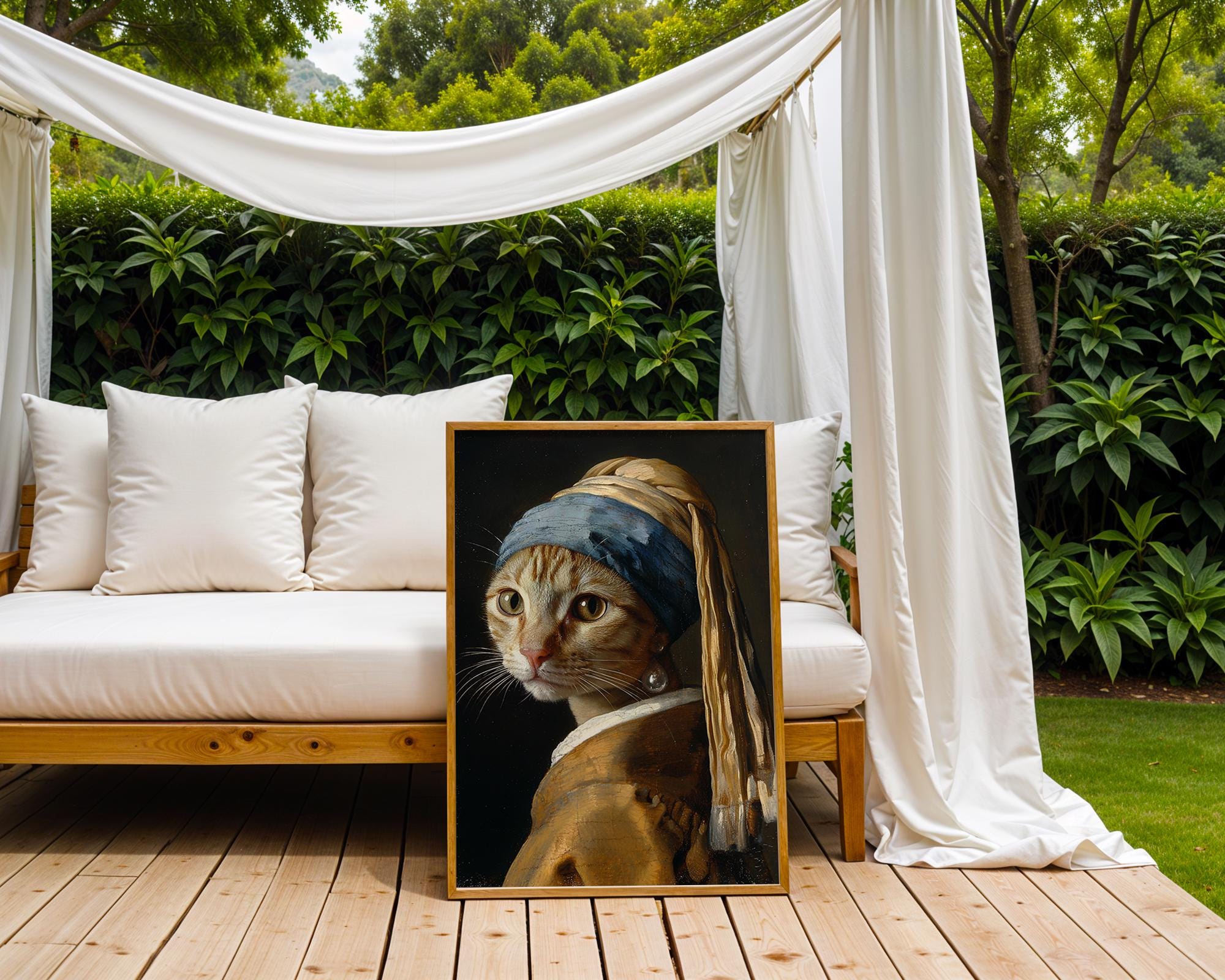 Cat Art Print | Girl with Pearl Earring Parody, Tabby Cat Wall Decor wall art print, modern home decor, unframed artwork by Nomad & Nest
