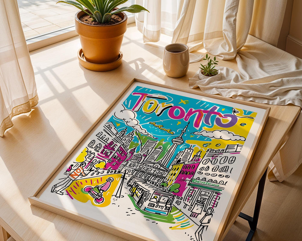 Toronto Skyline Art Print | Colorful Cityscape Illustration wall art print, modern home decor, unframed artwork by Nomad & Nest