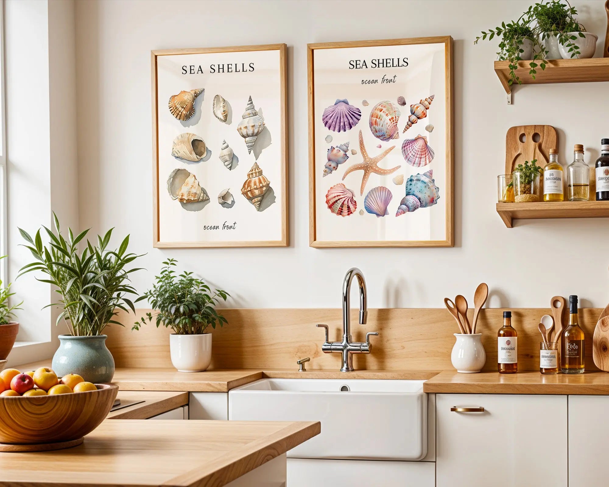 Colourful Prints | Seashell & Starfish Watercolour Prints | Beach Bathroom Art (Set of 2) wall art print, modern home decor, unframed artwork by Nomad & Nest