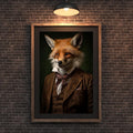 Vintage Fox Wall Art | Red Fox in Embroidered Suit and Cravat, Whimsical Animal Portrait wall art print, modern home decor, unframed artwork by Nomad & Nest