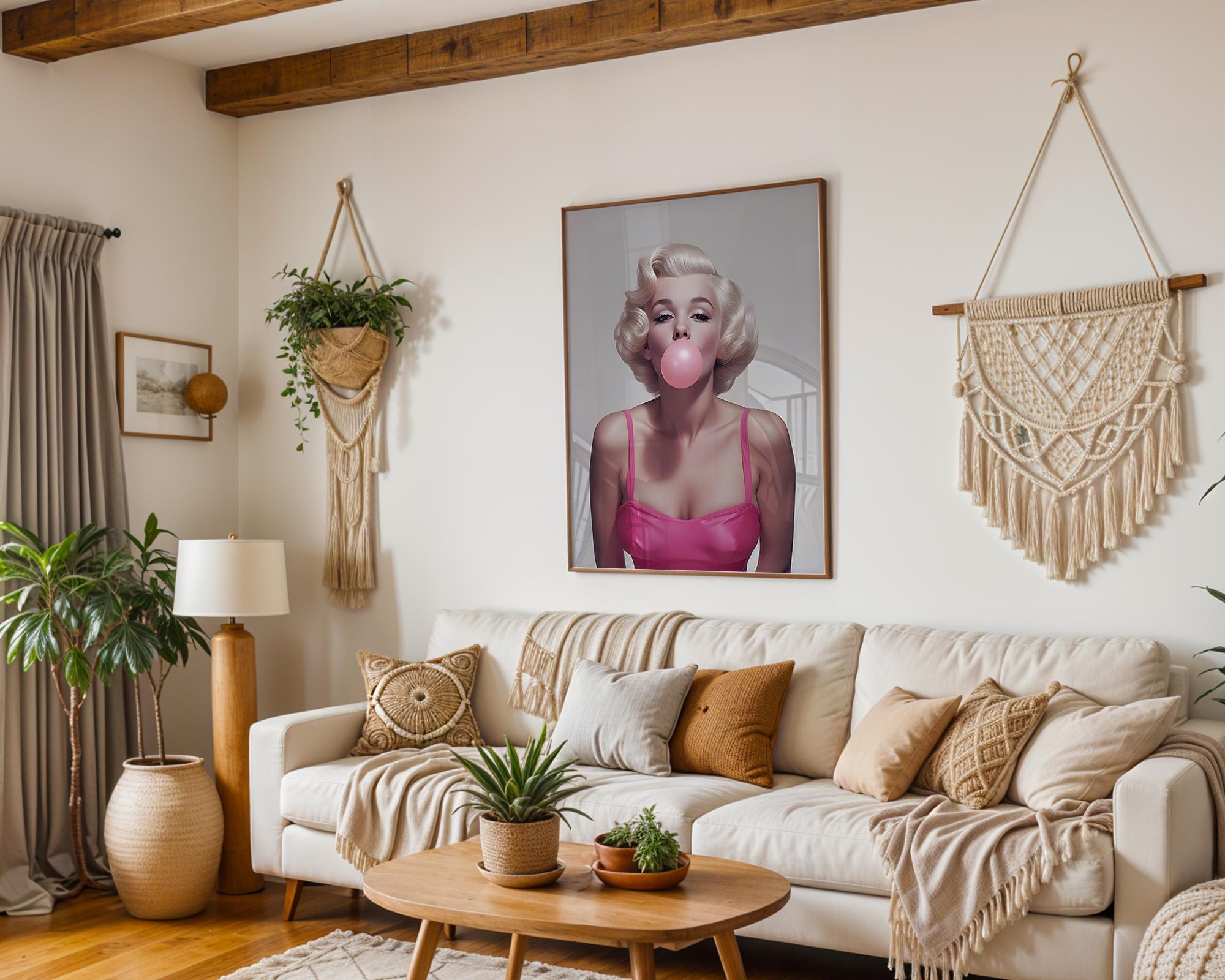 Modern Pop Art | Marilyn Monroe Bubblegum  Print | Retro Glam  Decor wall art print, modern home decor, unframed artwork by Nomad & Nest